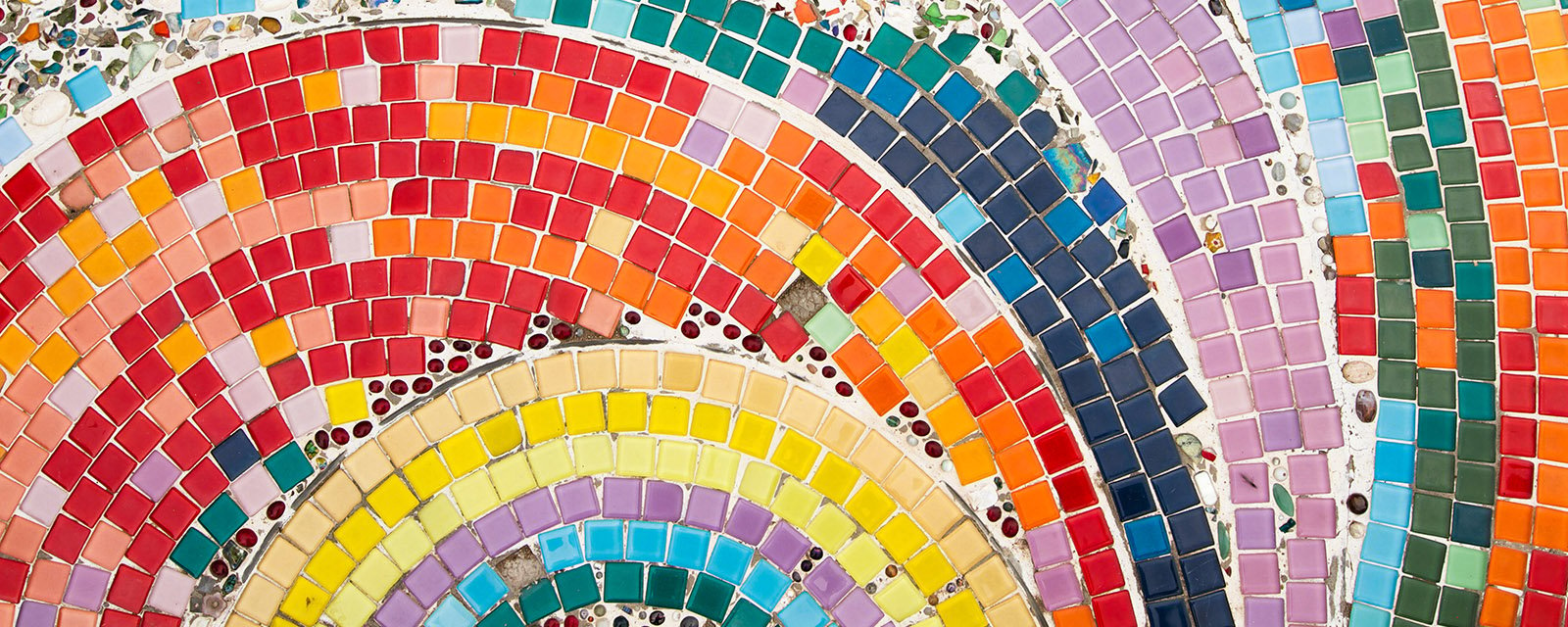 Multicolored tiles in a circular shape