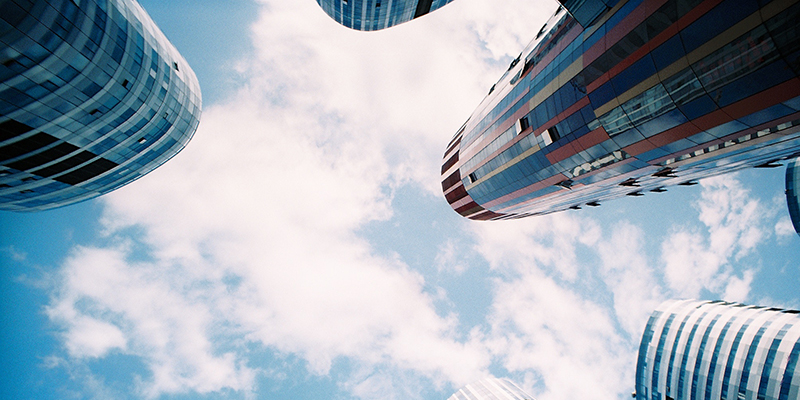 Skyscrapers on blue sky