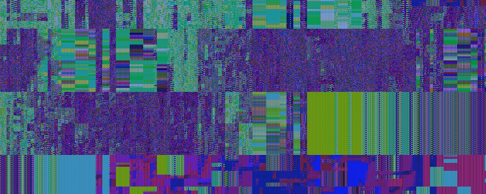 Purple, Blue background, Green - digital screen glitch