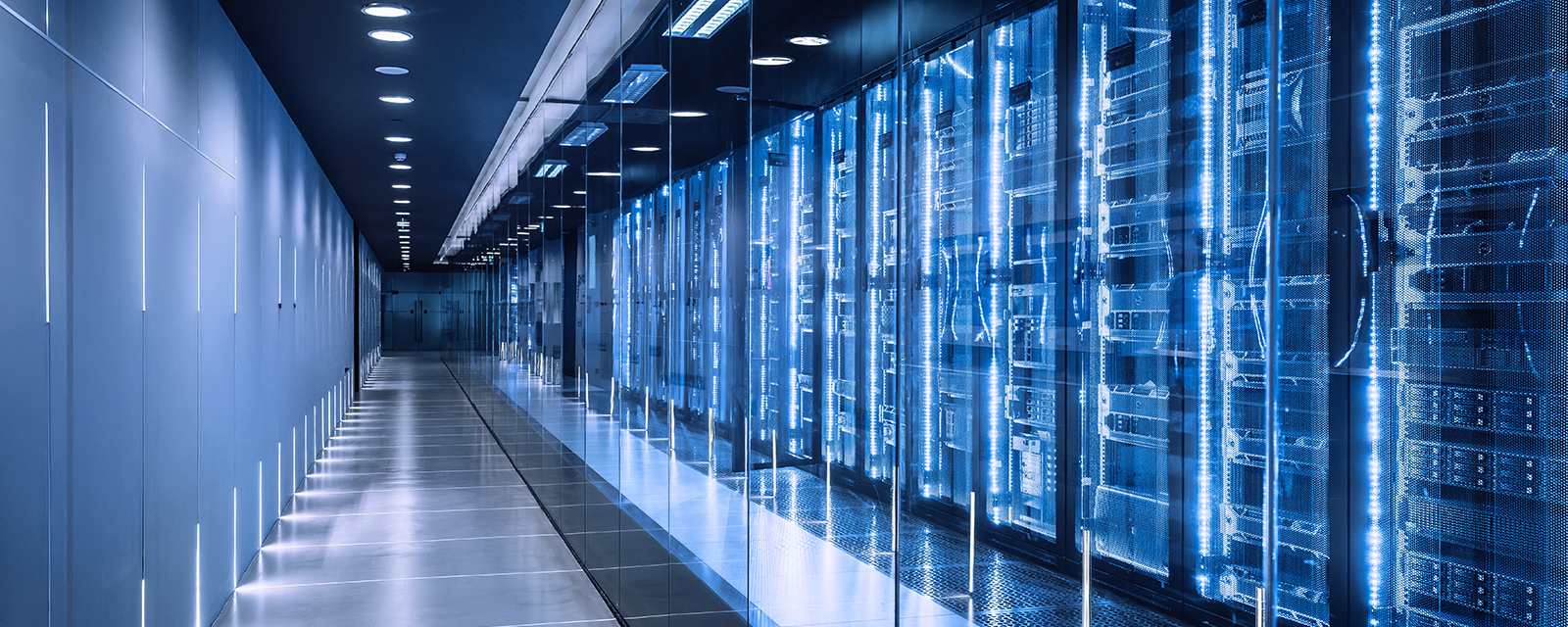 High-tech data center with server racks