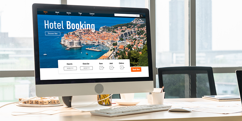 hotel booking on computer