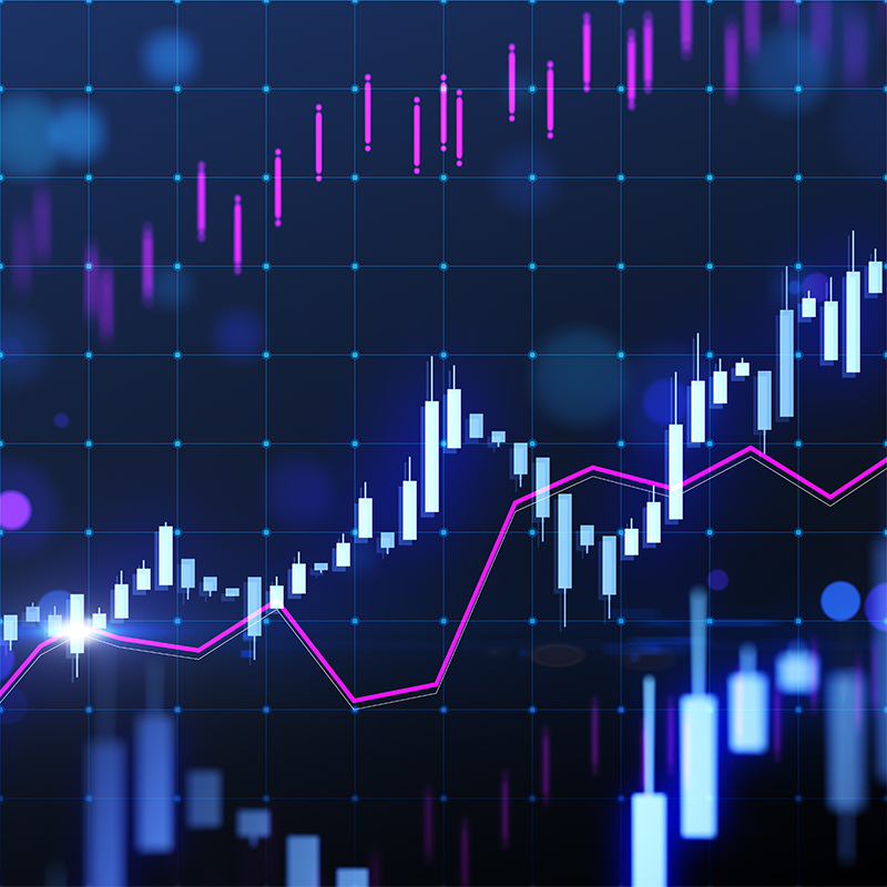 glowing candlestick chart
