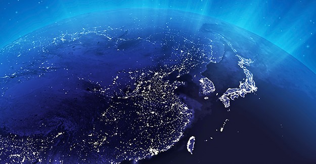 Globe showing Asia