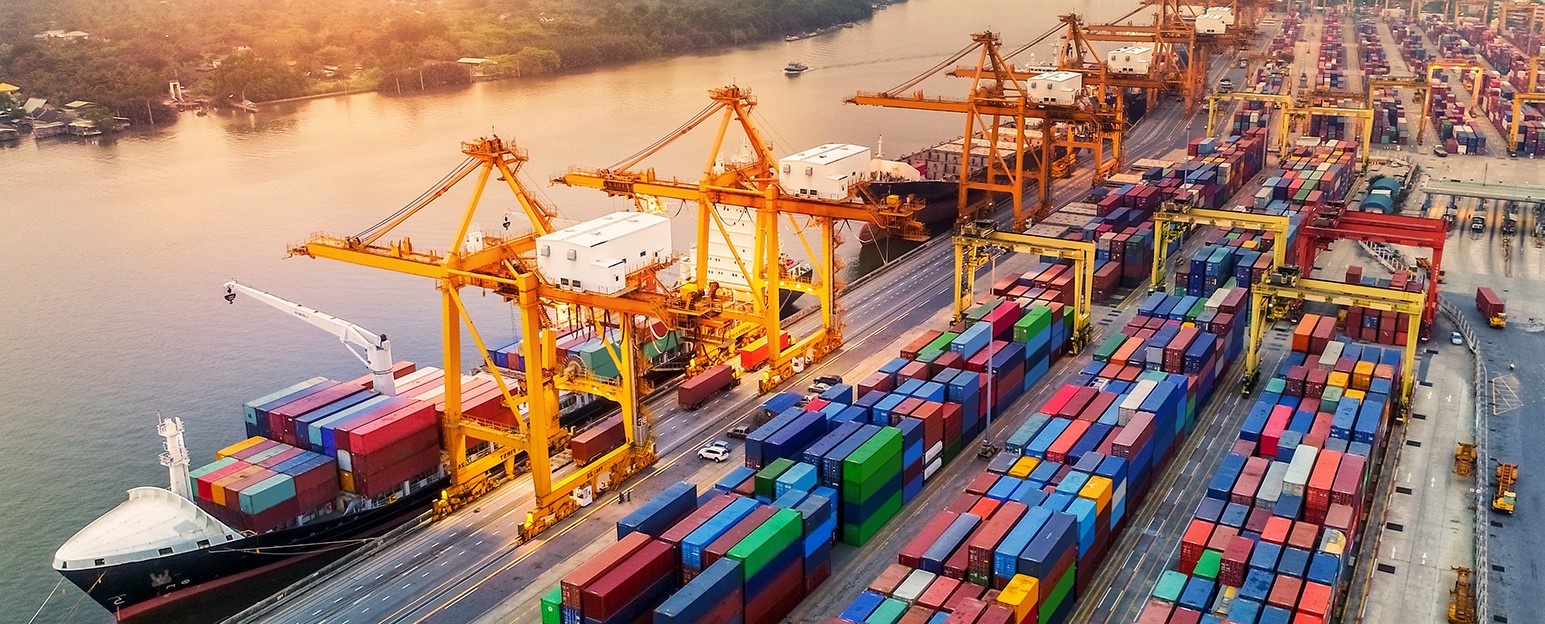 Cargo containers at shipyard