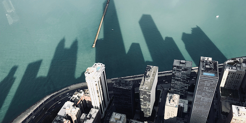 Shadowed Chicago skyline