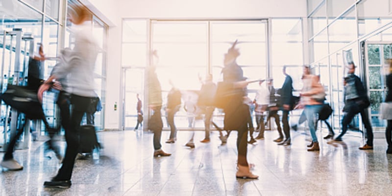 Blurred image of people walking