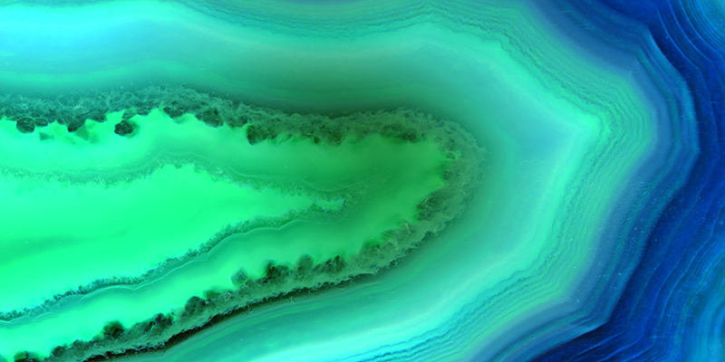 Abstract background, blue and green agate slice mineral