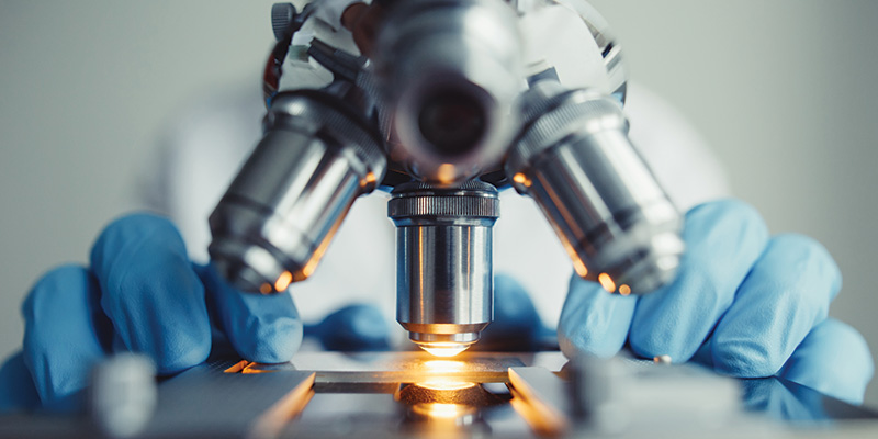 Close up view of a microscope