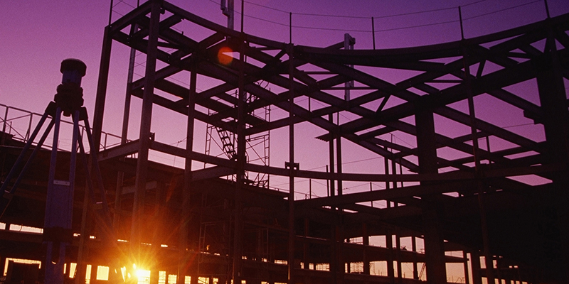 Construction site sunset