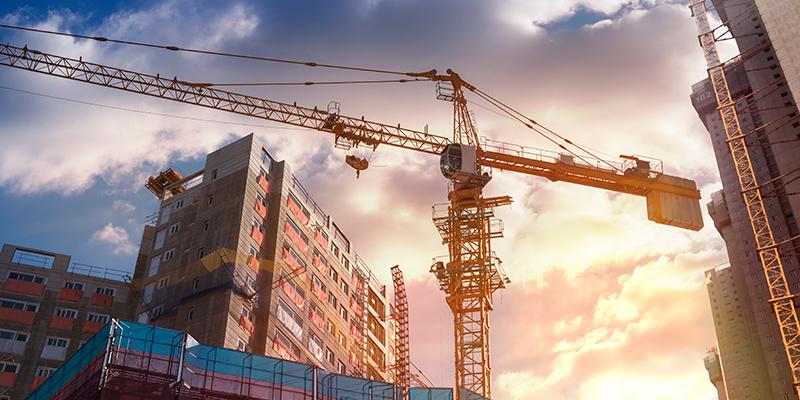 Construction site and scaffolding