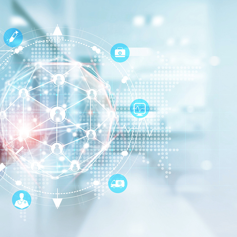 Medicine doctor using digital tablet and patient diagnosis on medical healthcare global network interface, Medical technology and innovative concept.