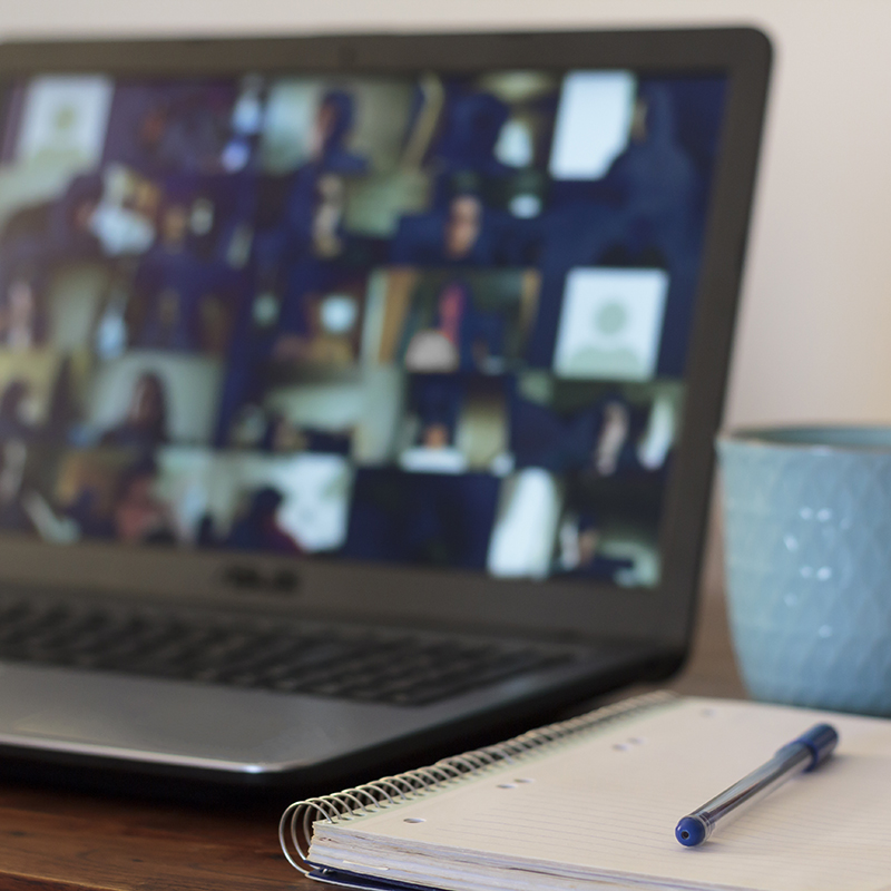 Laptop, school and books on table. Online school, e-learning concept