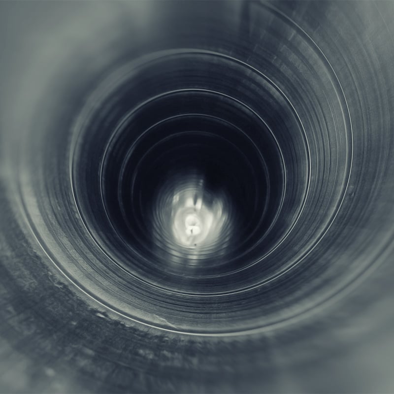 Interior of a metal pipe