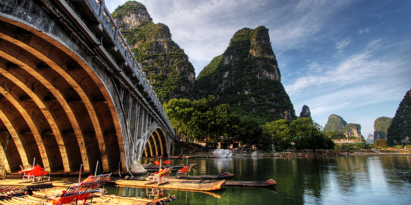 Li river karst mountain landscape in Yangshuo, China