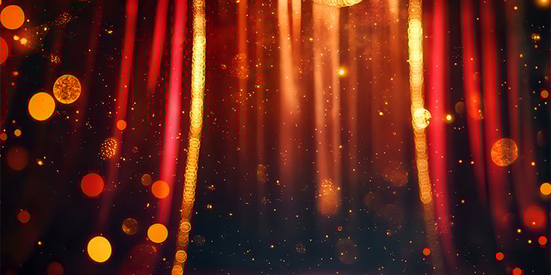 Theater curtains with sparkling lights