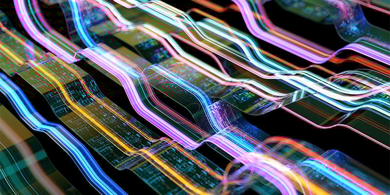 Data flow over circuit boards concept
