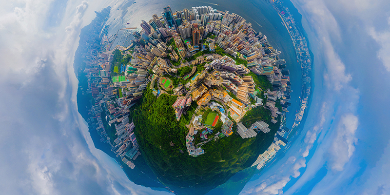 360 degree sphere birds eye view