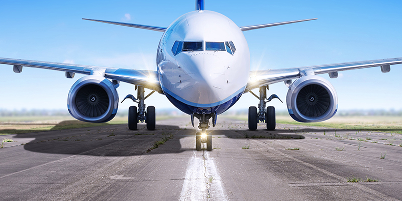 airplane on the runway ready for take off