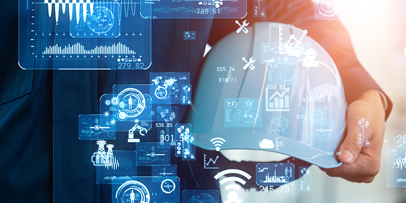 Industrial technology concept. Communication network. INDUSTRY 4.0. Factory automation.