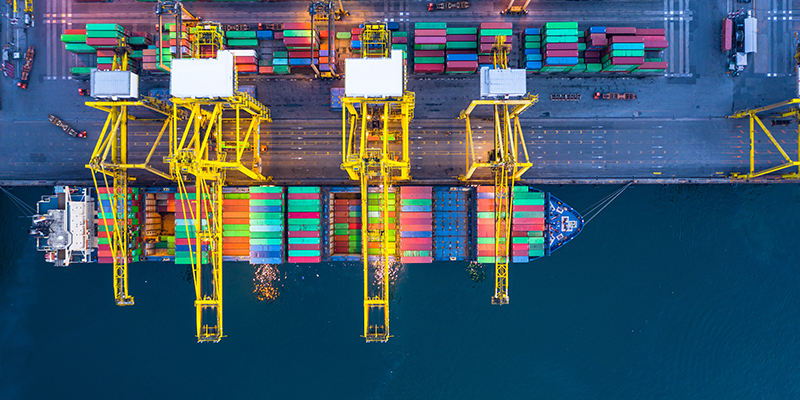 arial view containership