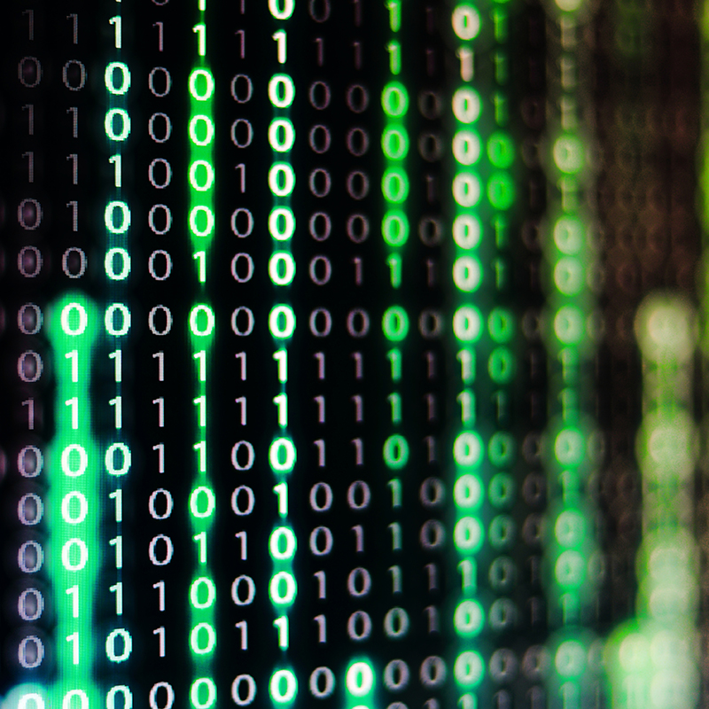 binary code information bit on computer monitor screen display