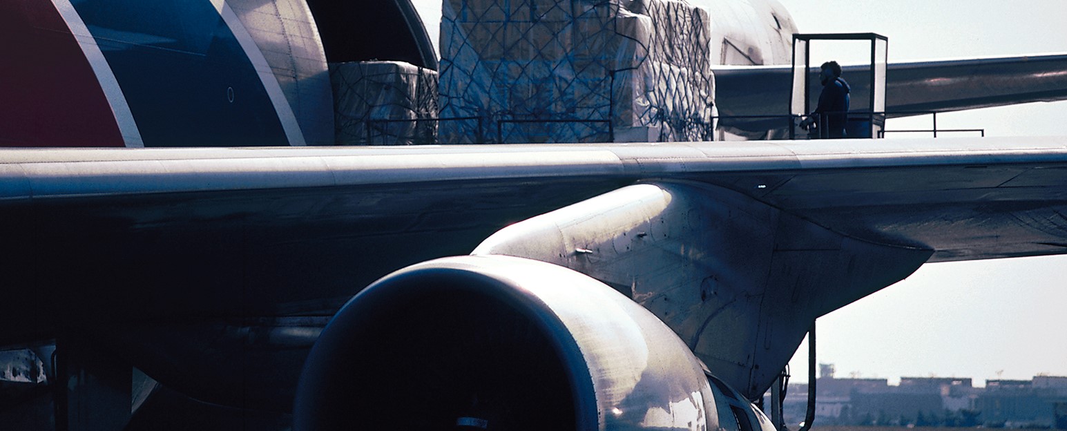 Cargo being loaded on a plane