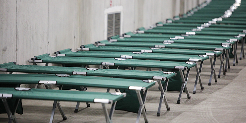 row of cots