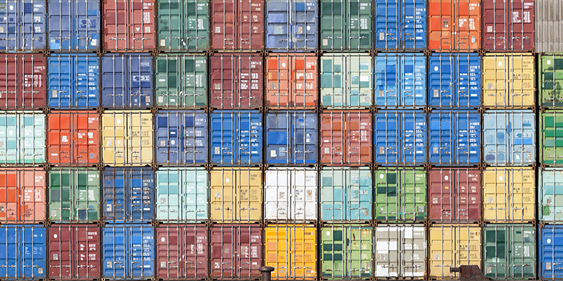 grid of cargo containers