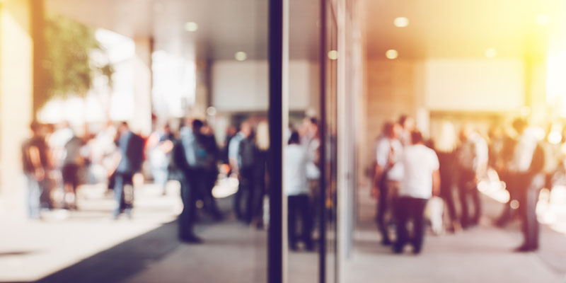 reflection of group of people outside