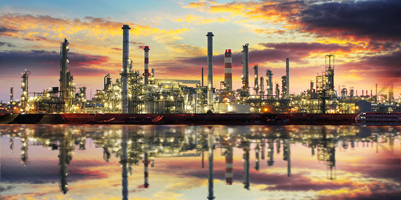 Oil refinery at night