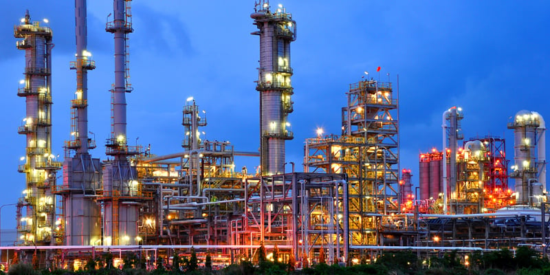 Petrochemical downstream plant at Rayong, Thailand during twilight time