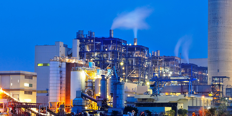 coal power station and night blue sky