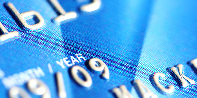 Close up of blue credit card