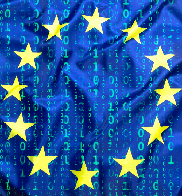 EU Flag with binary code