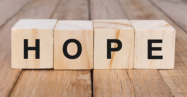 Wood letter blocks spelling Hope