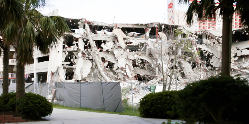 fallen building