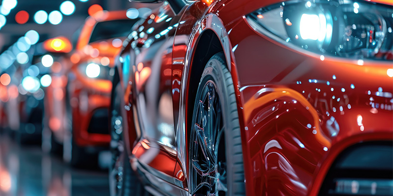 Luxury sports cars on display