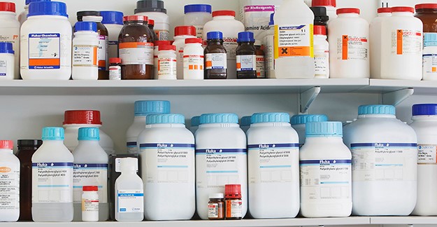 Two shelves of medications