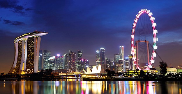Singapore skyline at night